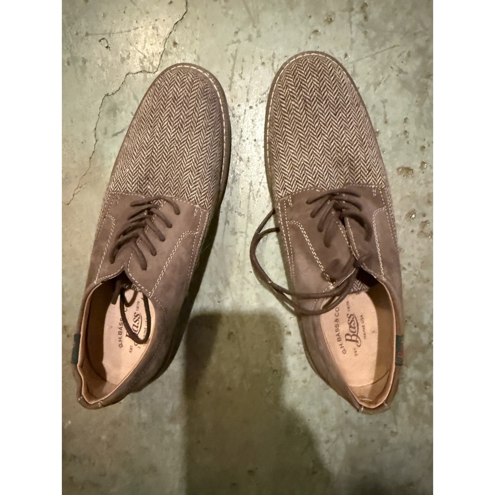 Bass J.S. Patterson 9.5M Brown Herringbone Oxford Casual‎ Shoes